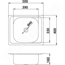 Novaservis Éviers - Évier 400 x 500 mm, avec trop-plein, inox DR40/50A