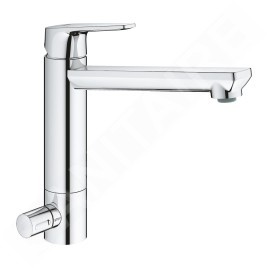 Grohe BauEdge - Mitigeur d'évier avec vanne d'arrêt, chrome 31696000