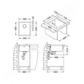 Alveus Kombino - Évier 380x440 mm, inox 1100234