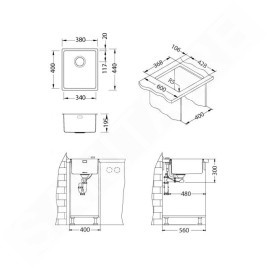 Alveus Kombino - Évier 380x440 mm, inox 1118878