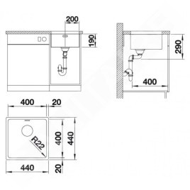 Blanco Andano 400 - Évier, 440x440 mm, inox 522959