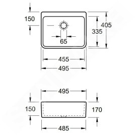 Villeroy & Boch O.novo - Évier en céramique à poser , 495x405 mm, blanc alpin 63210001