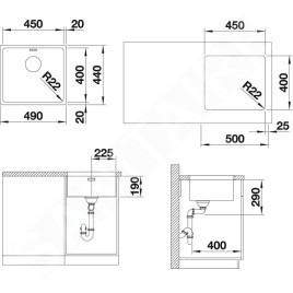 Blanco Andano 450 - Évier, 490x440 mm, inox 522963