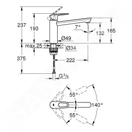 Grohe BauFlow - Mitigeur d'évier, chrome 31688000