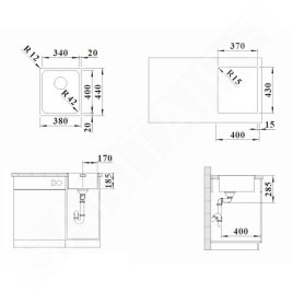 Blanco Solis 340 - Évier, 380x440 mm, inox brossé 526116