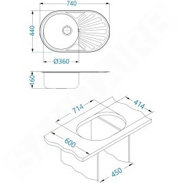 Alveus Ciklo - Évier 740x440mm, inox 1123986