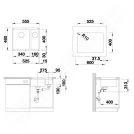 Blanco Subline 340/160 - Évier en silgranit, 555x460 mm, bac à droite, anthracite 523558