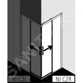 Kermi NICA - Porte de douche C2R, 123x200 cm, droite, argent brillant/verre transparent NIC2R12320VPK