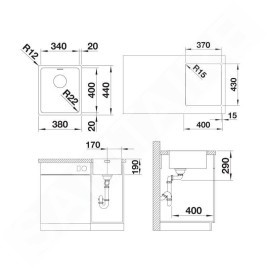 Blanco Andano 340 - Évier, 440x380 mm, InFino, inox 522953