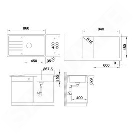 Blanco Legra XL 6 - Évier en silgranit, 860x500, blanc doux 527091