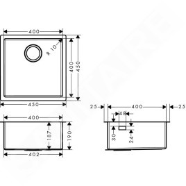 Hansgrohe Éviers - Evier encastré S719-U400, inox 43425800