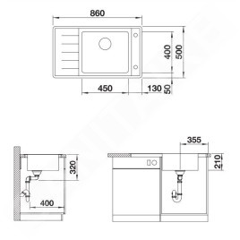Blanco Andano - Évier 860x500 mm avec accessoires, InFino, inox 523001