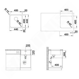 Blanco Solis 400 - Évier, 440x440 mm, inox brossé 526117