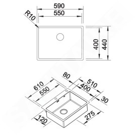 Blanco Claron 550 - Évier, 590x440 mm, inox 521579