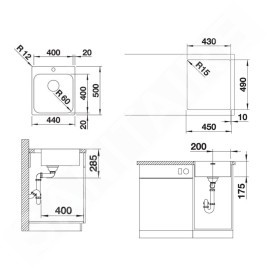 Blanco Supra 400 - Évier, 440x500 mm, inox brossé 526352