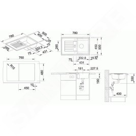 Blanco Zia 45 - Évier en Silgranit, 780x500 mm, anthracite 514732