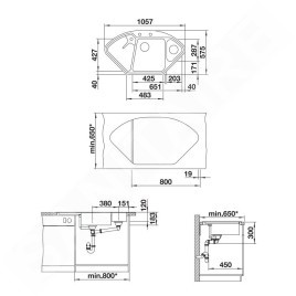 Blanco Delta II - Évier en silgranite, 1057x575 mm, avec accessoires, InFino, anthracite 523656