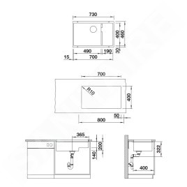 Blanco Subline 700 - Évier en silgranite, 730x460 mm, avec accessoires, gris rocher 523453