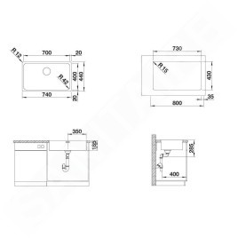 Blanco Solis 700 - Évier, 740x440 mm, inox brossé 526126