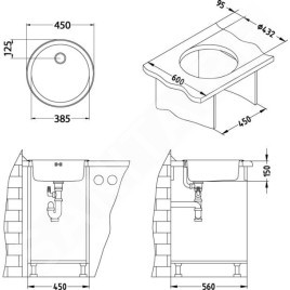 Alveus Form - Évier, diamètre 450 mm, vidage 60 mm, inox 1008987