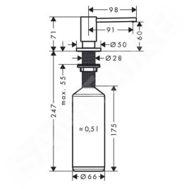 Axor Uno - Distributeur de savon liquide, 500 ml, asoect inox 42818800