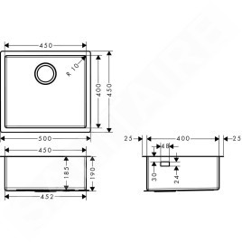 Hansgrohe Éviers - Evier encastré S719-U450, inox 43426800