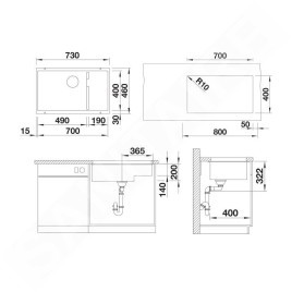 Blanco Subline 700 - Évier en Silgranit, 730x460 mm, InFino, blanc 523542