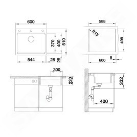 Blanco Etagon 6 - Évier en silgranit 600x510 mm, avec accessoires, InFino, blanc 524543