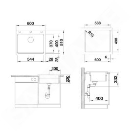 Blanco Etagon 6 - Évier en silgranit 600x510 mm, avec accessoires, InFino, blanc doux 527076