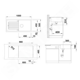 Blanco Zia XL 6 - Évier en Silgranit, 1000x500 mm, gris 527400