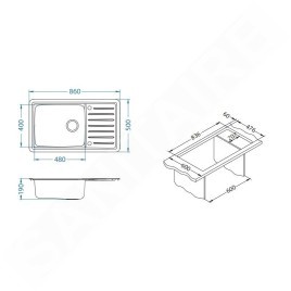 Alveus Galeo - Évier 860x500 mm, avec commande du vidage, inox 1128554