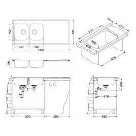 Alveus Classic Pro - Évier 1400x600 mm, inox 1132129