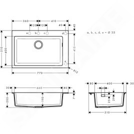 Hansgrohe Éviers - Evier encastré granit S510-F660, béton gris 43313380