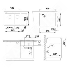 Blanco Pleon 6 Split - Évier en silgranite, 615x510 mm, anthracite 521689