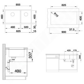 Blanco Subline 480/320 - Évier en silgranite, 855x460 mm, café 523593