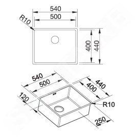 Blanco Claron 500 - Évier, 540x440 mm, inox 521576