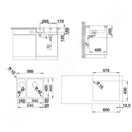 Blanco Solis 340/180 - Évier, 585x440 mm, inox brossé 526131