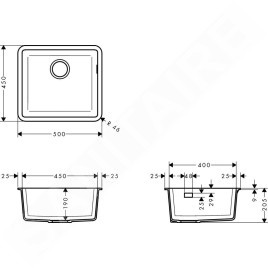 Hansgrohe Éviers - Evier encastré granit S510-U450, béton gris 43431380