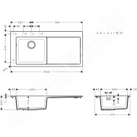 Hansgrohe Éviers - Evier encastré granit S5110-F45, béton gris 43330380
