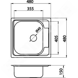 Novaservis Éviers - Évier 480 x 480 mm, structure tissée DR48/48TS