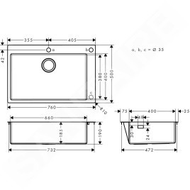Hansgrohe Éviers - Evier encastré S712-F660, inox 43308800