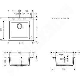 Hansgrohe Éviers - Evier encastré granit S510-F450, pierre grise 43312290