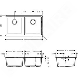 Hansgrohe Éviers - Evier encastré granit S510-U770, pierre grise 43434290