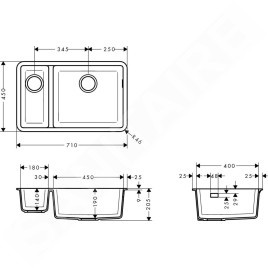 Hansgrohe Éviers - Evier encastré granit S510-U635, pierre grise 43433290