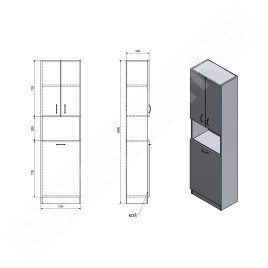 Aqualine Simplex Eco - Armoire avec panier 500x1800x300 mm, blanc mat SIME510