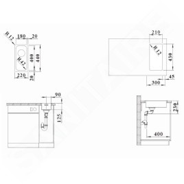 Blanco Solis 180 - Évier, 220x440 mm, inox brossé 526114
