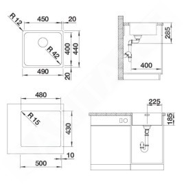 Blanco Solis 450 - Évier, 490x440 mm, inox brossé 526121
