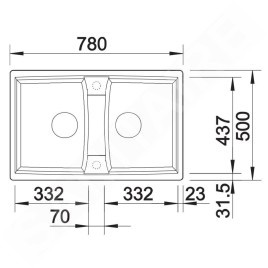 Blanco Lexa 8 - Évier en silgranit, 780x500 mm, noir 525906
