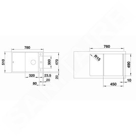 Blanco Axia III 45 - Évier en silgranit, 780x510 mm, avec accessoires, InFino, noir 525841