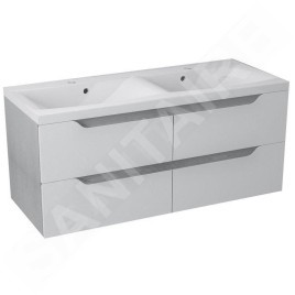 Sapho Wave II - Meuble double-lavabo 1200x500x480 mm, blanc/chêne argenté WA122
